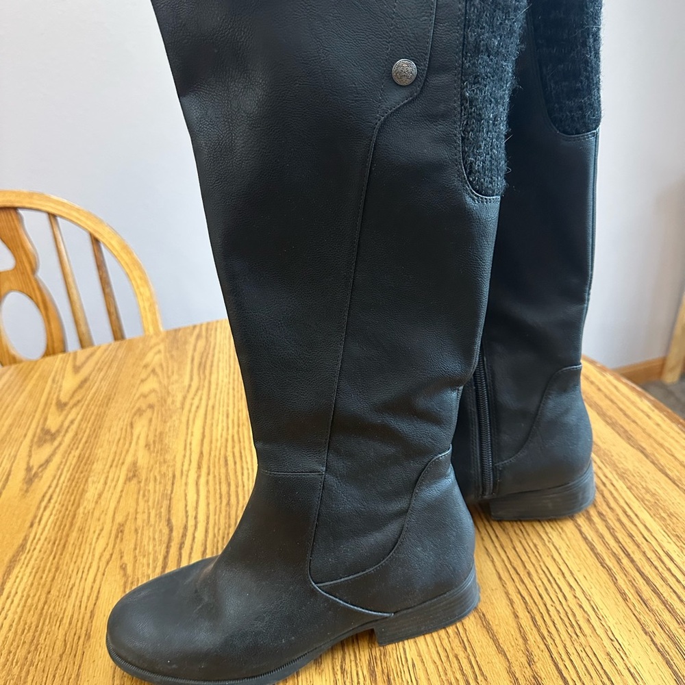 Life Stride Black Over the Knee Boots with Chunky Heel